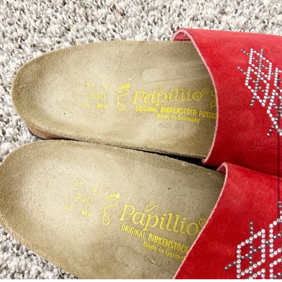 BIRKENSTOCK PAPILLIO Red Jeweled Slide Sandals Size 37 - 6.5 - Picture 3 of 5